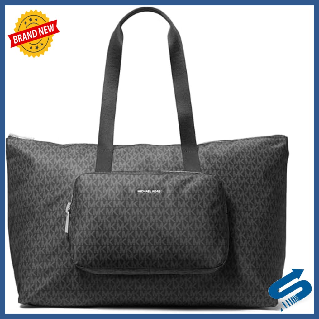 Large Reversible Packable Tote Bag With Trolley Sleeve & Zip Closure